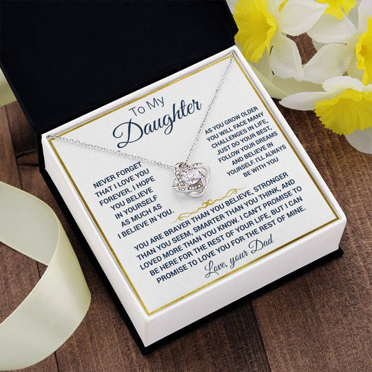 To my Daughter Love Knot Necklace